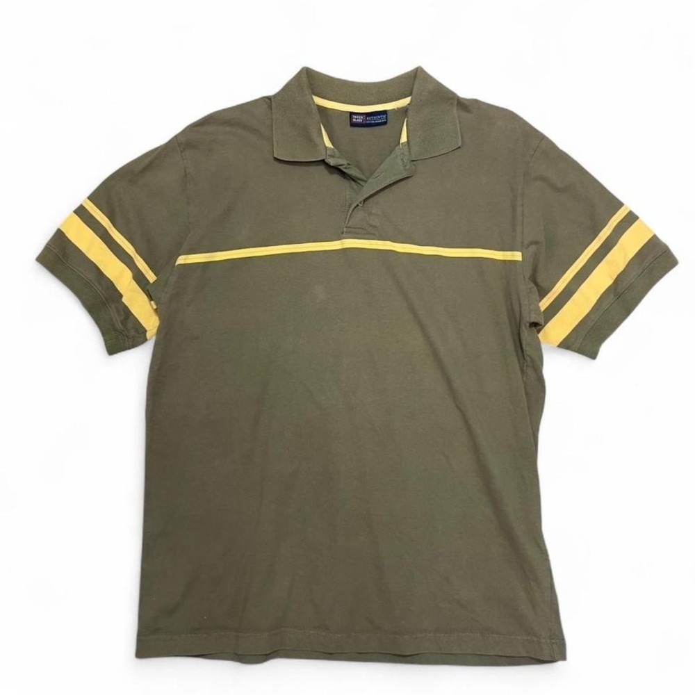 Vintage Y2K Faded Glory‎ Men's Rugby Polo Shirt Size Medium Green Downtown